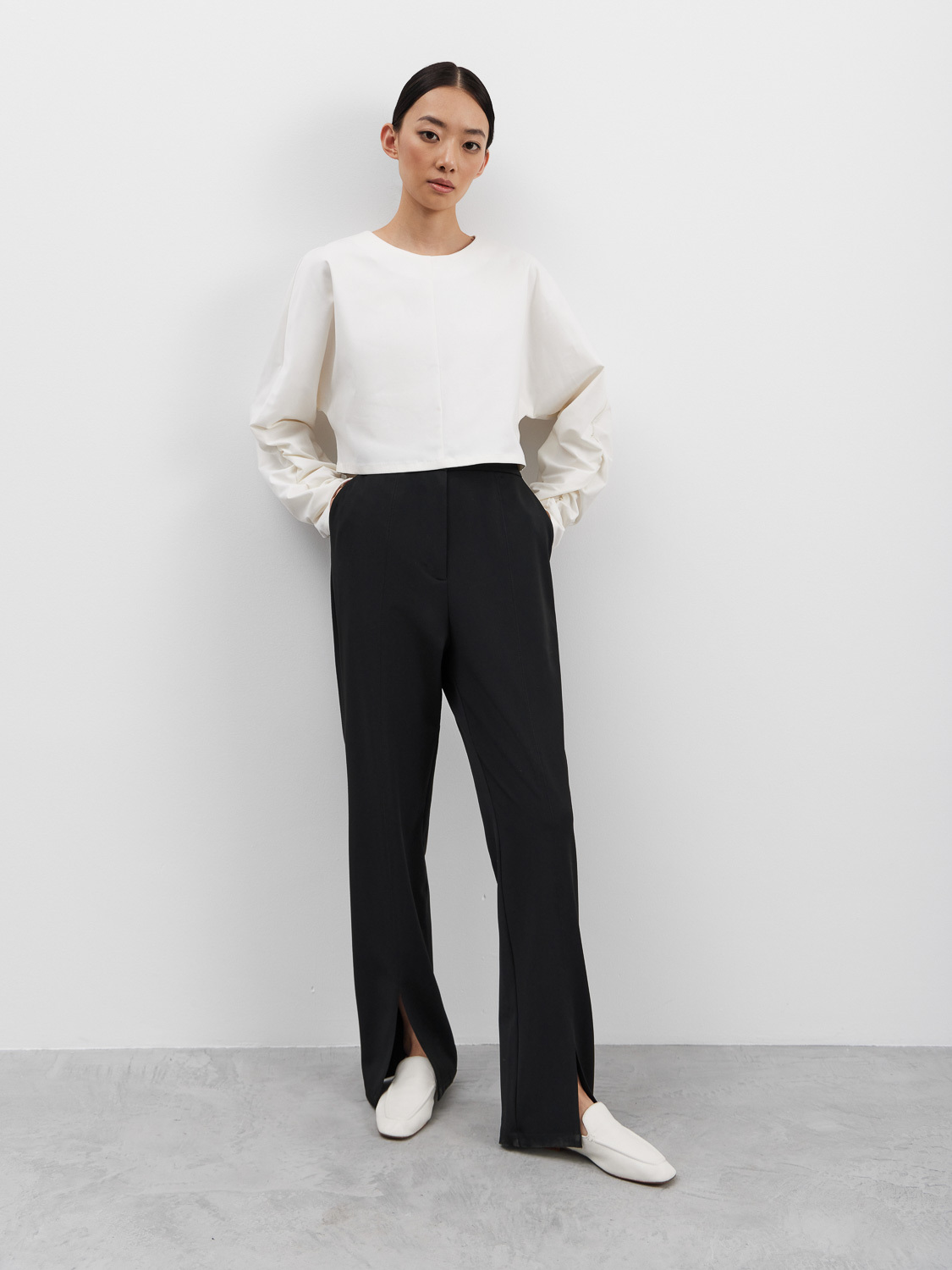 Aileen trousers with horizontal splits