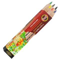 Карандаши цветные неокрашенный корпус jumbo KOH-I-NOOR TRIOCOLOR 3151, 6цв, картон.упак., ,