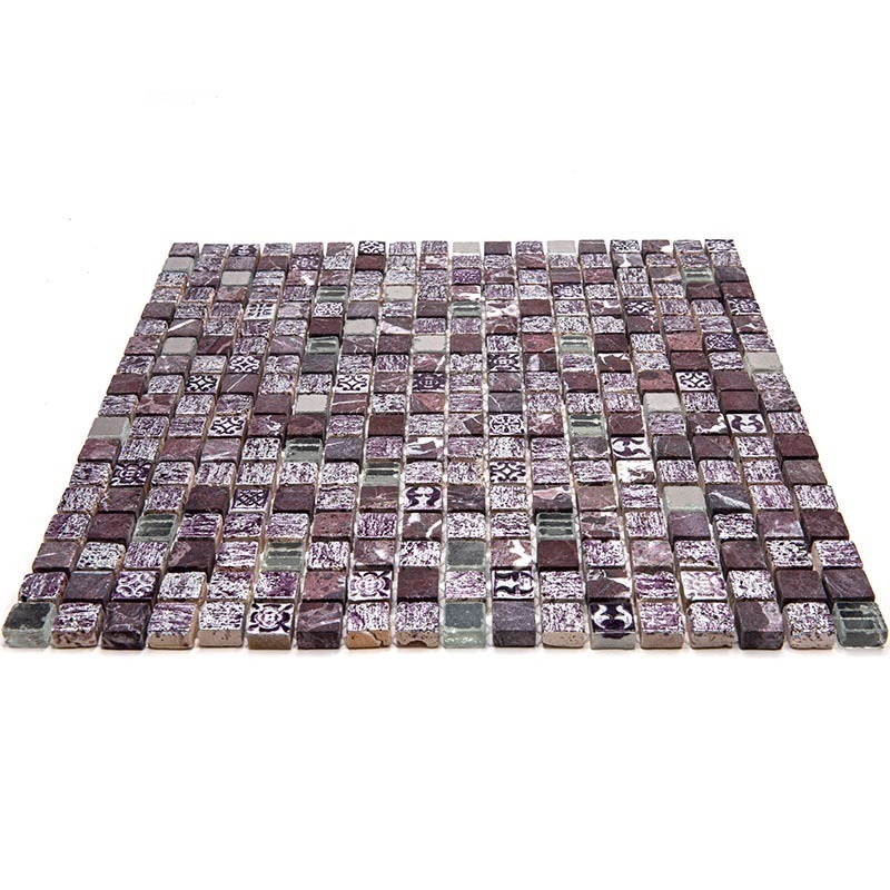 BDC-1504 Мозаика из стекло травертин агломерат Natural Inka фиолетовый серебряный квадрат