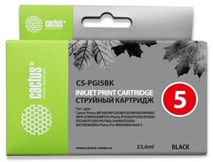 Картридж струйный Cactus CS-PGI5BK черный пигментный (23.6мл) для Canon Pixma MP470, MP500, MP520, MP530, MP600, MP800, MP810, MP830, MP979, iP3500, iP4200, iP4300/ iP5200, iP5300, iP6700D, MX700, MX850, iX4000, iX5000, Pro 9000, 9000Mark II