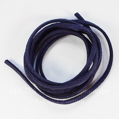 Шнур замшевый (искусств), 3х1,5 мм, цвет - темный фиолетовый, примерно 1 м