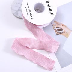 Лента полиэстер жатая с волнистым краем (4,0 см*9,14м), Розовый