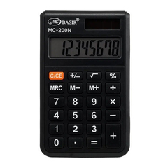 Калькулятор карманный Basir 8 Bit, двойное питание, в обложке-книжке, 10.3*7.2*1.4 см, чёрный