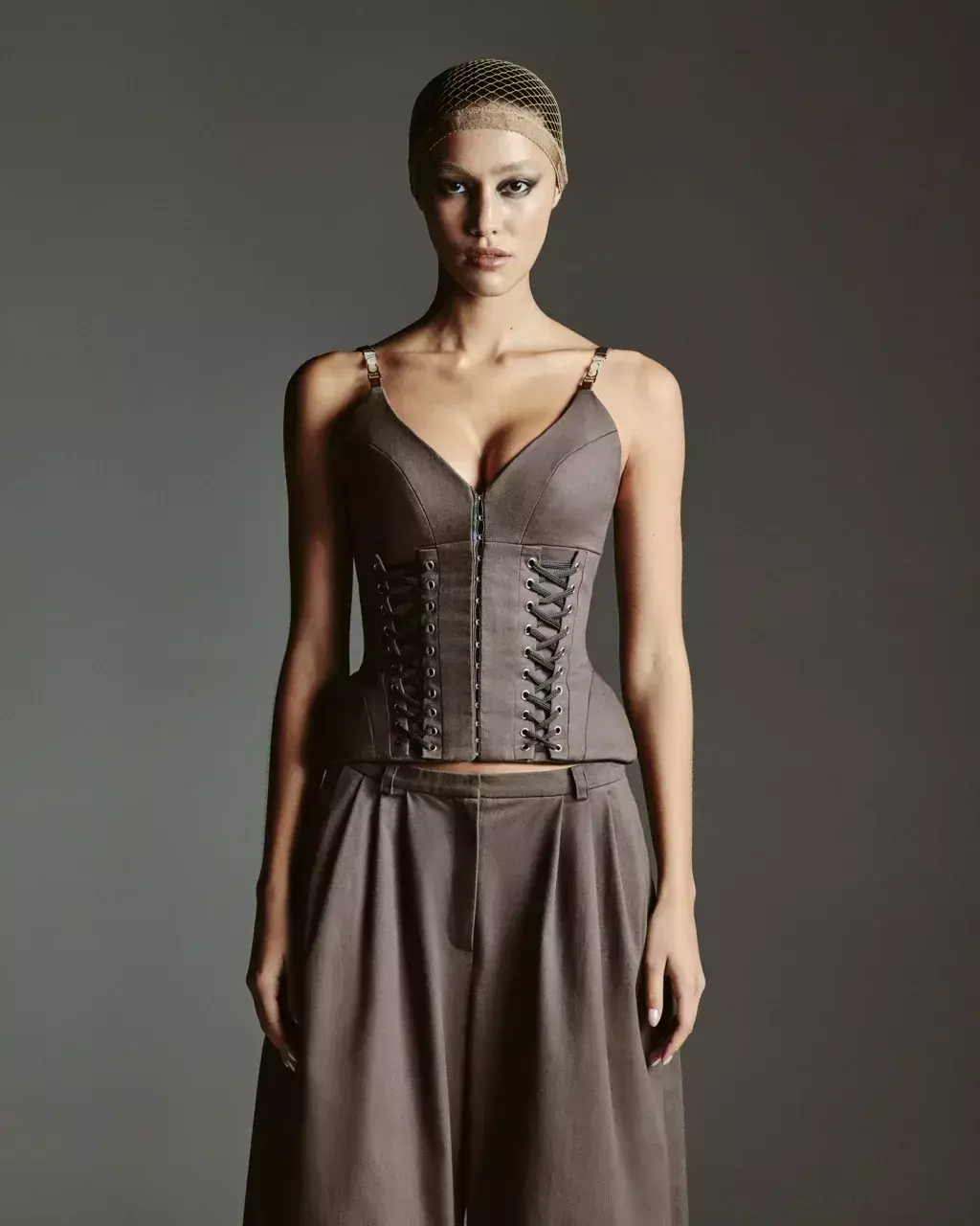 Корсет шнурованный М, Серый