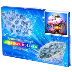 
          Алмазная мозаика Alingar, на подрамнике, с полным заполнением, (глянц), 40х50 см, 26 цветов, "Лампа и цветы"