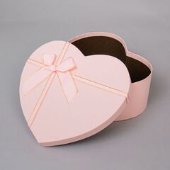 Коробка подарочная Сердце, с бантом, Розовый, 16*14*6 см