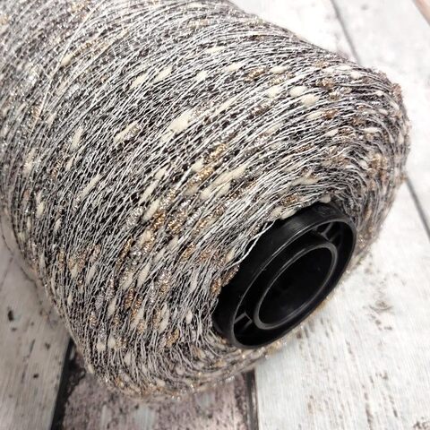 Лен (35%) с люрексом и шишибриками NODINO DI LINO 600 серый с золотом