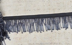 Тесьма отделочная атлас с бисером, ш. 4 см, т. синий