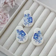 Подвеска Матрешка, полимерная глина, гжель, 38*25 мм, S007