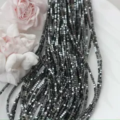 Гематин гематит, кубик усеченый, 2 мм, чёрный, 1 нить, ГМ100