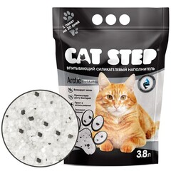 Наполнитель впитывающий силикагелевый CAT STEP Arctic Black&White, 3,8 л