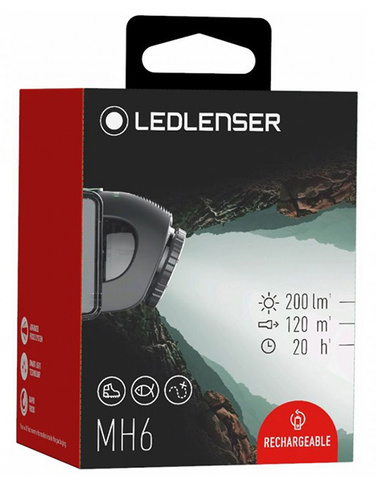 Фонарь налобный Led Lenser MH6, чёрный, светодиодный, 200lx (501512)