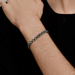995141204- Массивный браслет из серебра с чернением, плетение бисмарк ручной с алмазными гранями
