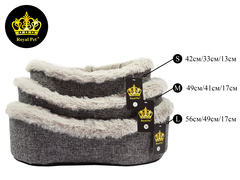 Royal pet овал меховой рогожка серая №3