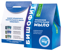 Крымский Лекарь Набор мыла с бишофитом: Мыло-скраб Бишофит Освежающее с бишофитом и спирулиной 100г, Мыло-скраб Бишофит Аквабаланс с бишофитом и коллагеном 100г, Мыло-скраб Бишофит Антистресс с бишофитом и чайным деревом 100г