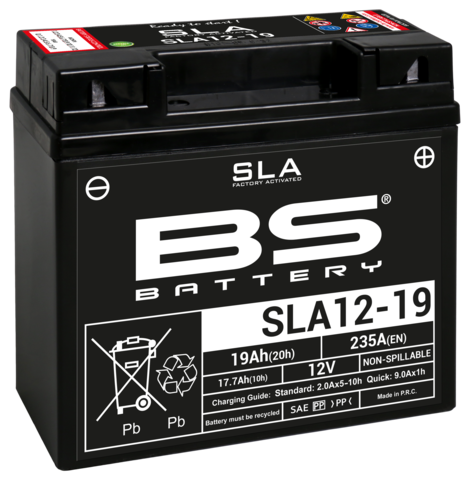 SLA12-19 Аккумулятор BS-battery 12В 18 Ач, 235A 182x77x168, обратная ( -/+ ), (GEL12-19) (СНЯТ замен