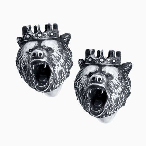 Запонки мужские KING BEAR, оксидирование, сапфир — корунд.