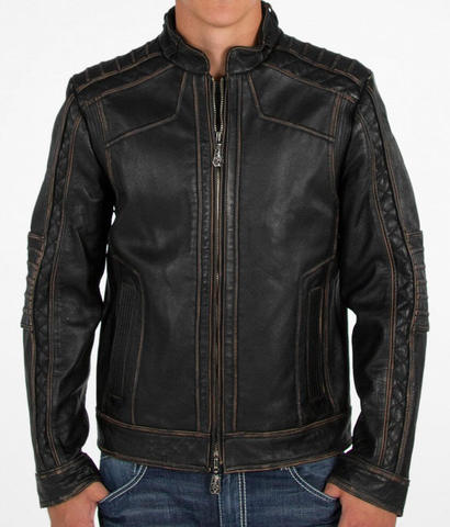 Affliction | Куртка мужская кожаная Black Premium Ghost Rider Jacket 110OW025B перед