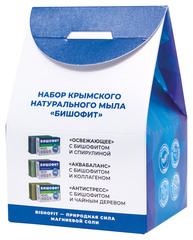 Крымский Лекарь Набор мыла с бишофитом: Мыло-скраб Бишофит Освежающее с бишофитом и спирулиной 100г, Мыло-скраб Бишофит Аквабаланс с бишофитом и коллагеном 100г, Мыло-скраб Бишофит Антистресс с бишофитом и чайным деревом 100г