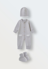 Вязаный комплект одежды из экохлопка 3 предмета (бежевый)