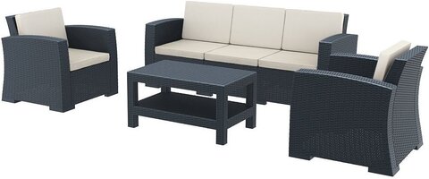 Комплект пластиковой плетеной мебели Monaco Lounge Set XL, антрацит