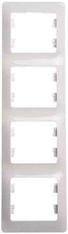 Рамка на 4 поста, вертикальная. Цвет Белый. Schneider Electric Glossa. GSL000108