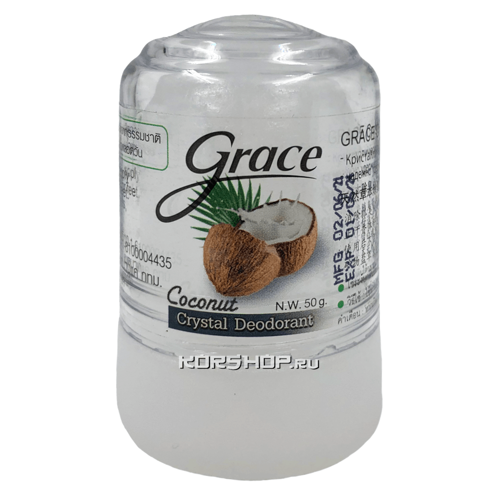 COCONUT Crystal Deodorant, Grace (КОКОС кристальный алунитовый дезодорант,  Грэйс),50 гр– купить в интернет-магазине, цена, заказ online