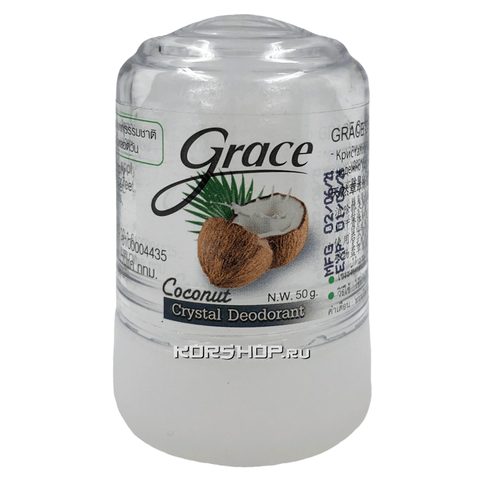 COCONUT Crystal Deodorant, Grace (КОКОС кристальный алунитовый дезодорант, Грэйс),50 гр