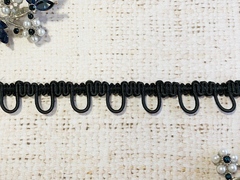 Тесьма с эластичными петлями, ш. 1,3 см, чёрный