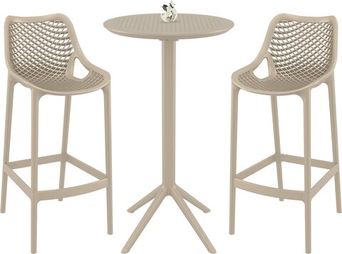 Комплект пластиковой барной мебели Siesta Contract Sky Folding Bar 60 Air, бежевый