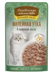 Деревенские лакомства пауч для кошек Филейная утка в нежном желе 70 г