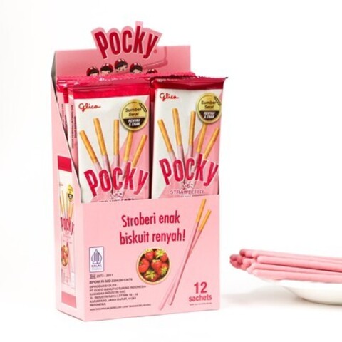 Бисквитные палочки POCKY со вкусом клубники, 11 гр