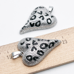 Подвеска Сердце, цвет серебро (родий), размер 32*23 мм, цена за 1 шт