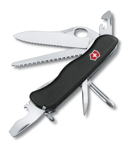 Нож складной Victorinox Trailmaster One Hand, 111 mm, 12 функций, с фиксатором лезвия, чёрный