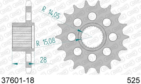 37601-18 звезда передняя (ведущая) стальная, 525, AFAM