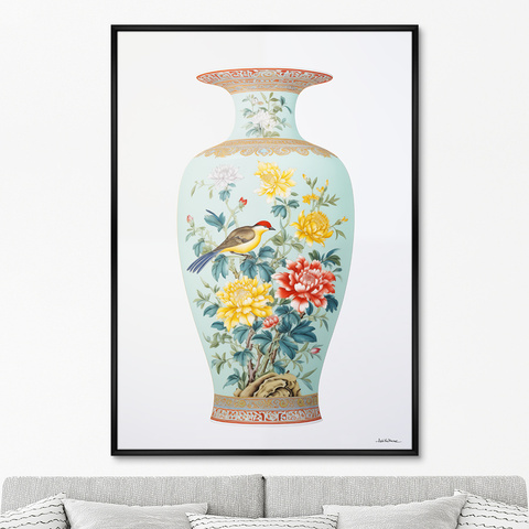 ArtNoMore - Репродукция картины на холсте China porcelain vase, light colors, No 1, 2024г.