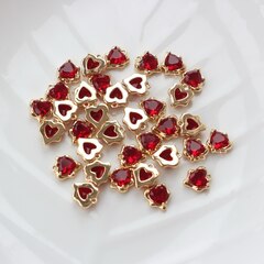 Подвеска Сердце с фианитом 13*11 мм, красный, позолота, П358