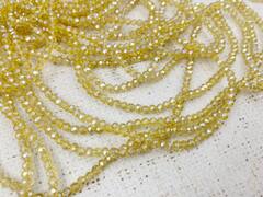 Бусины граненые Рондель, d 4 мм, 1 уп=10 нитей, 1 нить 45 см, жёлтый AB