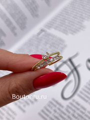 Кольца золотистые со стразами 2 шт