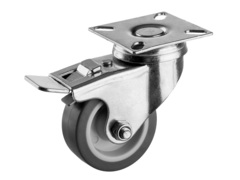 ЗУБР d 50 мм, г/п 40 кг, резина/полипропилен, термопластичное поворотное колесо c тормозом,Профессионал(30946-50-B)