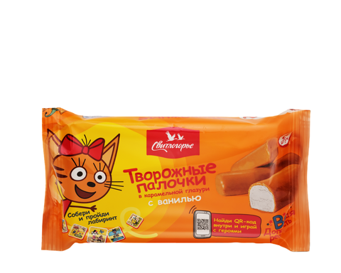 Сырки творожные Три Кота карамель в виде палочек 16% 6шт ваниль