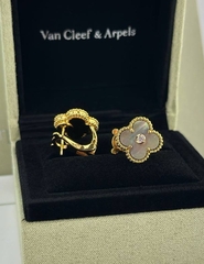 55236 - Cерьги Trendy клевер из стали в лимонной позолоте с цветными вставками