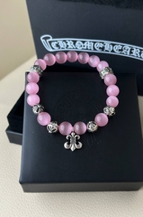 Браслет из розового агата c посеребренными вставками CHROME HEARTS