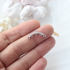 Коннектор (подвеска) с фианитами для многорядных колье, 5 петелек, 22*10 мм, родий, П227
