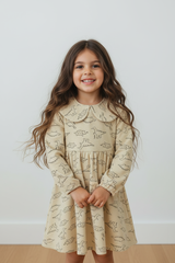 3120-128 Платье фланель (бежевые дракончики)