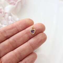 Подвеска Сердце с тёмно-сиреневым фианитом, 12*8 мм, позолота, П293