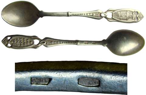 Серебряная ложечка (на первый зуб) проба 925, вес 5,45 гр., следы бытования