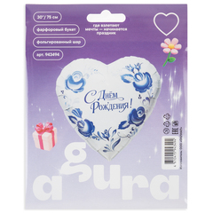 Аг 30''/76 см, Сердце, Фарфоровый букет, 1 шт. (В упаковке)