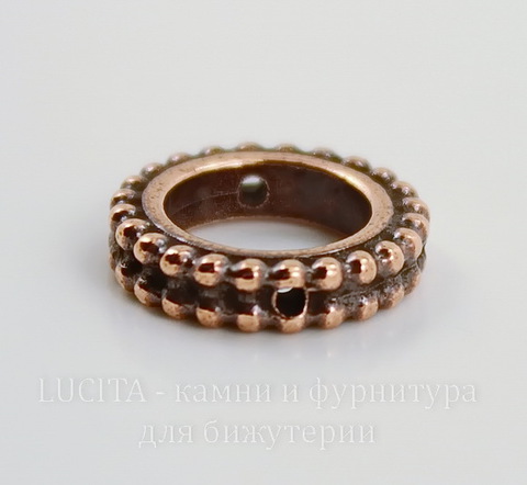 Рамка для бусины круглая TierraCast "Бусинки" (цвет-античная медь) 14х3 мм