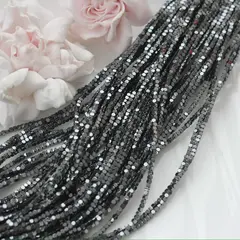 Гематин гематит, кубик усеченый, 2 мм, чёрный, 1 нить, ГМ100